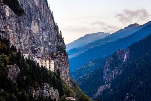 Carved mountain church of the orthodox faith is Sumela Monastery in Trabzon, Turkey.