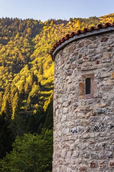 Carved mountain church of the orthodox faith is Sumela Monastery in Trabzon, Turkey.