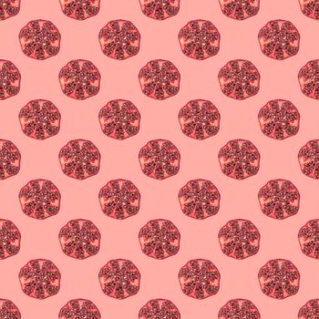 seamless garnet pattern split on pink background. High quality photo