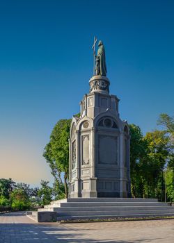 Kyiv, Ukraine 07.11.2020. Monument to Prince Vladimir the Great on Vladimirskaya Gorka in Kyiv, Ukraine, on a sunny summer morning