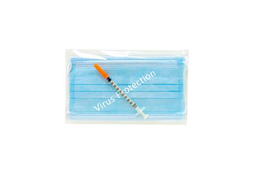 Face mask blue Virus Protection with sling Medical protective cover the mouth and nose isolated on white background with clipping path.