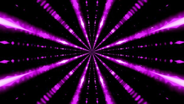 Abstract 3D illustration representing endless tunnel in motion with colorful light rays moving fast