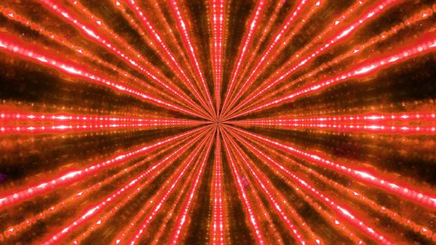 Creative design of abstract 3D illustration representing endless tunnel with shiny symmetrical light rays