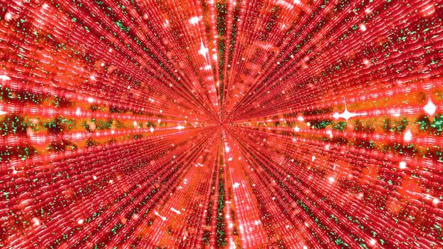 Creative design of graphic art of 3D illustration representing endless tunnel illuminated by shiny light beams