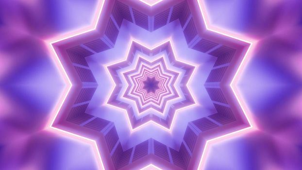 Glowing 4k uhd 60fps neon star tunnel 3d illustration motion design visual motion background vj loop