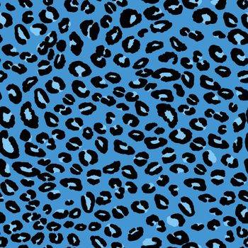 Abstract modern leopard seamless pattern. Animals trendy background. Blue and black decorative vector stock illustration for print, card, postcard, fabric, textile. Modern ornament of stylized skin