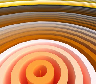 top perspective view of moving waves of colorful shades emerging from the center of the circle, created in 3D which shows wave pattern of different colors with their shades