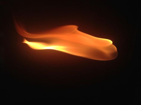 One Burning Fire flames On Black Isolated Background