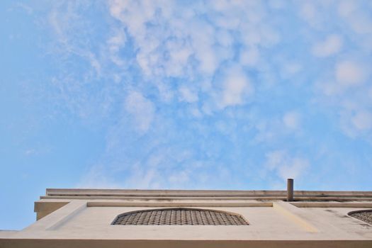 BHUSAWAL, INDIA - MARCH 11, 2020: Windows of a Local Mosque, Masjid and blue sky in Bhusawal, Maharashtra, India