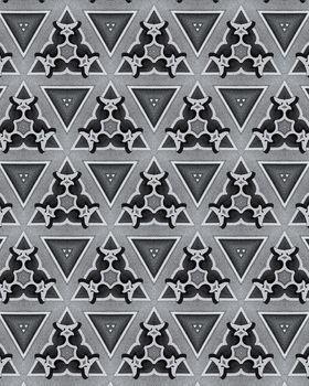Elegant and ornamental dark grey symmetrical designs on solid sheet of wallpaper Concept of home decor and interior designing