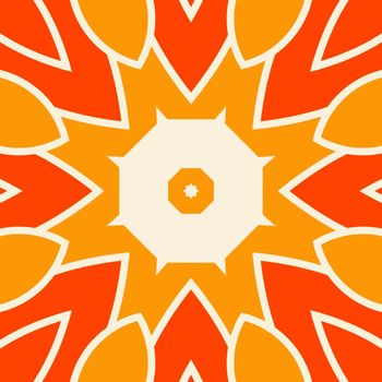 Beautiful shades of orange color symmetrical patterns illustration designs. Concept of home decor and interior designing.