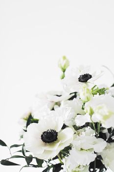 Bouquet of flowers in vase and home decor details, luxury interior design closeup