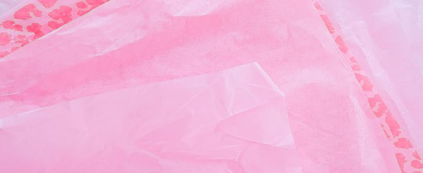 Pink tissue paper flatlay background, luxury branding flat lay and brand identity design for mockups