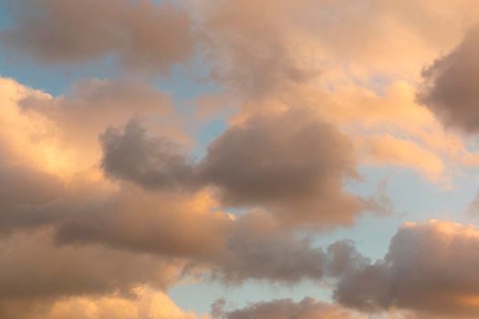 Sky with storm clouds at sunset in Barcelona, Spain.