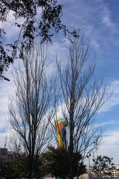 Woman and bird sculpture created by joan miro in Barcelona, Spain.