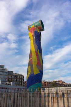 Woman and bird sculpture created by joan miro in Barcelona, Spain.