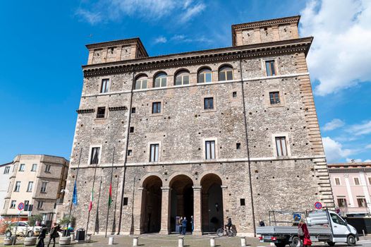 terni,italy march 18 2021:municipality of terni in square of people