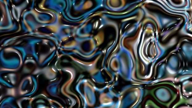 Abstract dark glossy background with bubbles.