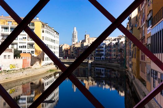 River of the City of Girona in Catalonia, Spain