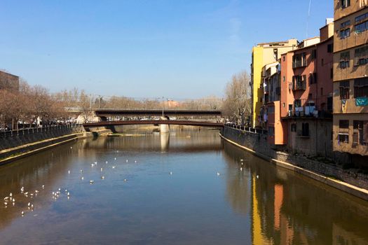 River of the City of Girona in Catalonia, Spain