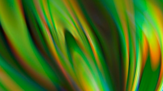Abstract blurry green background with rainbow glow.