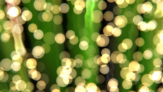 Abstract textured green background with yellow bokeh. Design, art