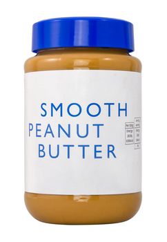 An Isolated Jar Of Smooth Peanut Butter, On A White Background