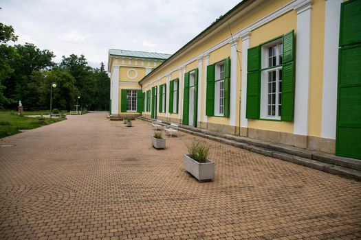 Frantiskovy Lazne, Czech Republic - June 14 2020: Colonnade building with mineral springs