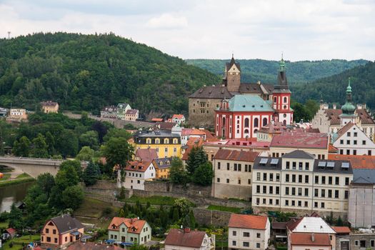 View of Loket Castle and town in summer