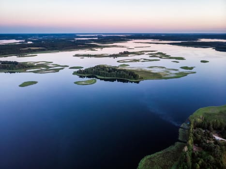 Beautful peninsula between lakes Snudy and Strusto, National Park Braslau Lakes, Belarus.