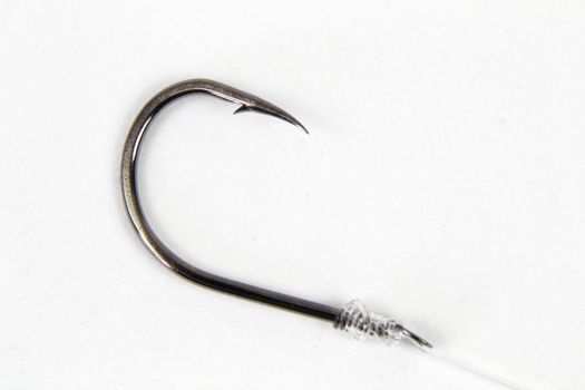 Picture of silver hook on white background