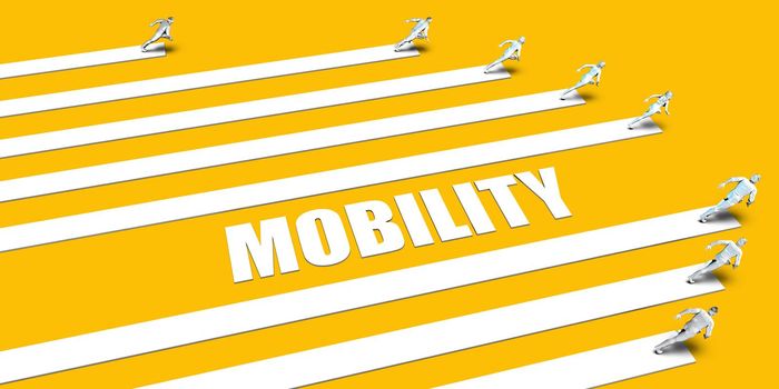 Mobility Concept with Business People Running on Yellow