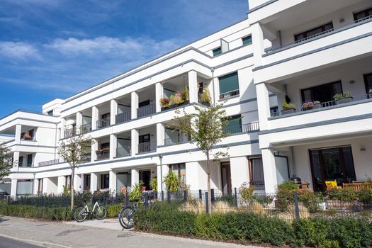 Modern multi-family apartment house seen in Berlin, Germany