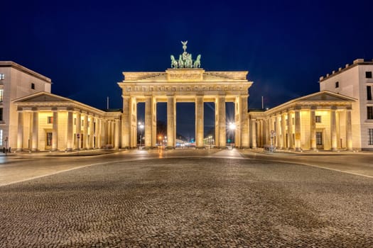 The illuminated Brandenburg Gate in Berlin at night
