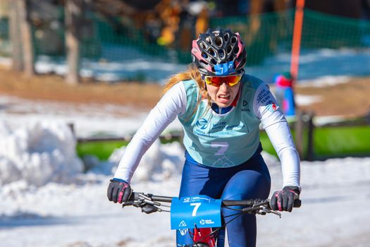 Naturlandia, Andorra : 2021 March 20 : Aneta Grabmullerova CZE in the 2021 World Triathlon Winter Championships Andorra ITA