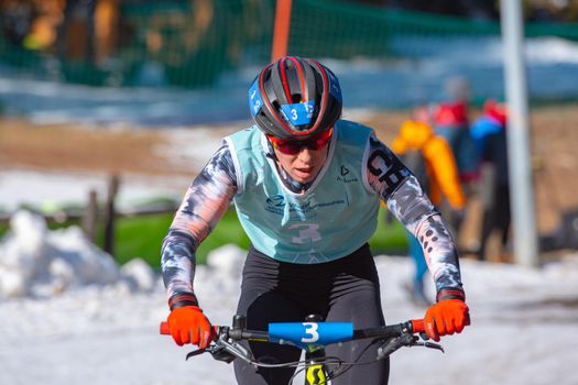 Naturlandia, Andorra : 2021 March 20 : Romana Slavinec AUT in the 2021 World Triathlon Winter Championships Andorra