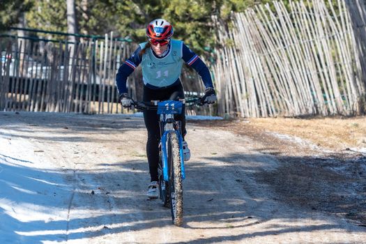 Naturlandia, Andorra : 2021 March 20 : Ségolène Leberon FRA in the 2021 World Triathlon Winter Championships Andorra