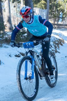 Naturlandia, Andorra : 2021 March 20 : Ségolène Leberon FRA in the 2021 World Triathlon Winter Championships Andorra