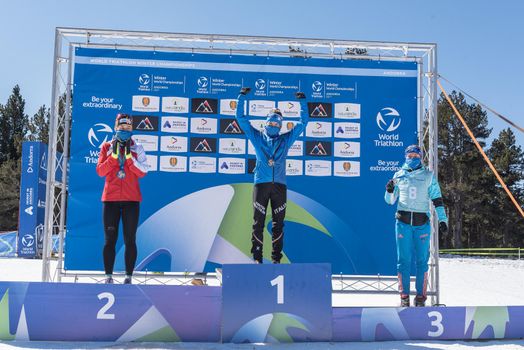 Naturlandia, Andorra : 2021 March 20 : Franco Pesavento ITA in the 2021 World Triathlon Winter Championships Andorra
