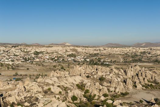 Spectacular teeth-like rock formation near Goreme, Cappadocia, Turkey