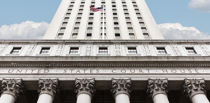 United States Court House. Courthouse facade with columns, lower Manhattan, New York