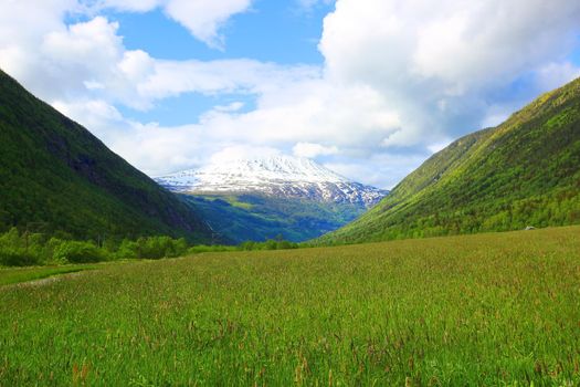 Mountain Gaustatoppen near Rjukan, Norway, summer landscape, sunny day
