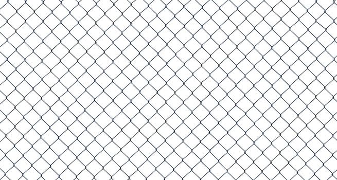 High Resolution Isolated Chain-Link (Or Wire Net Or Wire-Mesh) Fence On A White Background