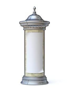 Advertising column 3D render illustration isolated on white background