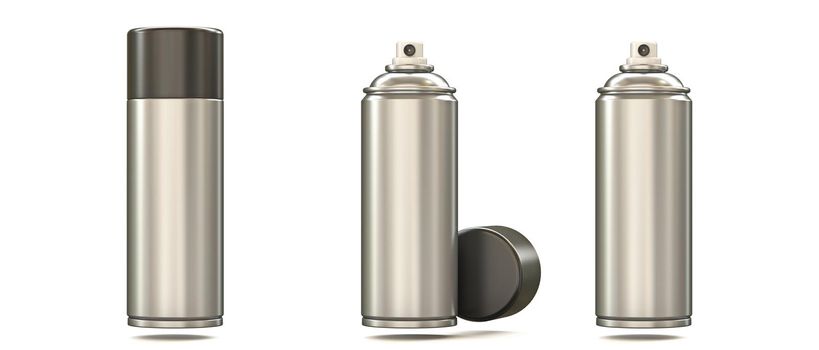 Metal spray can 3D render illustration isolated on white background