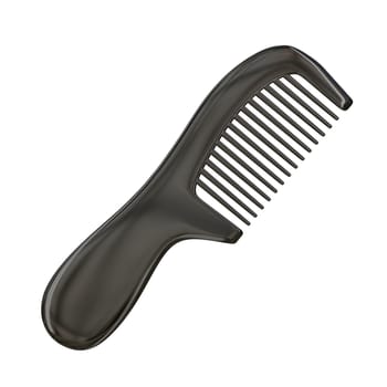 Black comb 3D render illustration isolated on white background