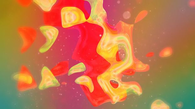 Abstract yellow-red texture background with shapes. 3d image, 3d rendering