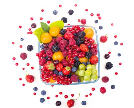 berry mix isolated on a white background.