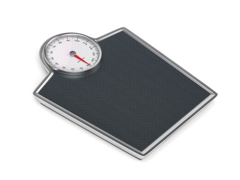 Mechanical weighing scale on white background