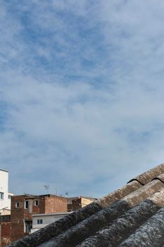 Rooftops with antennas in the countryside of a village in Andalusia in southern Spain